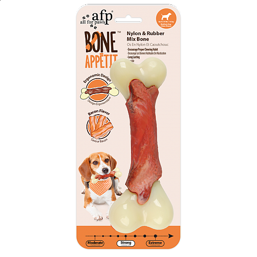 AFP  Bone Appetit - Nylon & Rubber Mix Bone - Bacon Flavor I