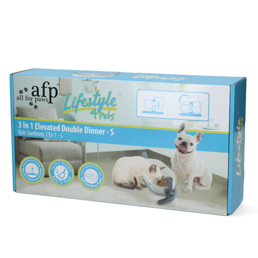 AFP Lifestyle 4 Pet-3 In 1 Elevated Double Dinner - S