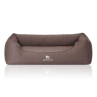Knuffelwuff Orthopädisches Hundebett Leano aus Velours mit Handwebcharakter XL 105 x 75cm Braun