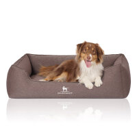 Knuffelwuff Orthopädisches Hundebett Leano aus Velours mit Handwebcharakter XXL 120 x 85cm Braun