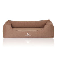 Knuffelwuff Orthopädisches Hundebett Leano aus Velours mit Handwebcharakter Übergröße XXXL 155 x 105cm Hellbraun