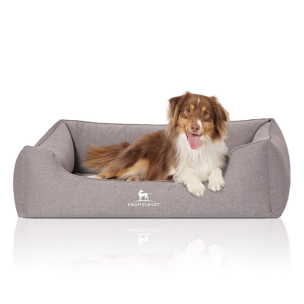 Knuffelwuff Orthopädisches Hundebett Leano aus Velours mit Handwebcharakter Übergröße XXXL 155 x 105cm Grau
