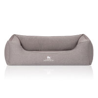 Knuffelwuff Orthopädisches Hundebett Leano aus Velours mit Handwebcharakter Übergröße XXXL 155 x 105cm Grau