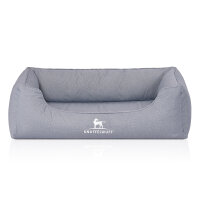 Knuffelwuff Orthopädisches Wasserabweisendes Hundebett Malou aus Velours mit Handwebcharakter M-L 85 x 63cm Hellblau
