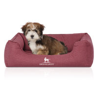 Knuffelwuff Orthopädisches Wasserabweisendes Hundebett Malou aus Velours mit Handwebcharakter M-L 85 x 63cm Rot