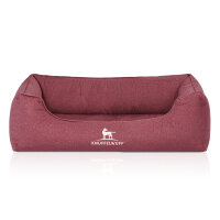 Knuffelwuff Orthopädisches Wasserabweisendes Hundebett Malou aus Velours mit Handwebcharakter M-L 85 x 63cm Rot
