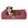 Knuffelwuff Orthopädisches Wasserabweisendes Hundebett Malou aus Velours mit Handwebcharakter M-L 85 x 63cm Rot