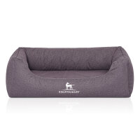 Knuffelwuff Orthopädisches Wasserabweisendes Hundebett Malou aus Velours mit Handwebcharakter M-L 85 x 63cm Grau