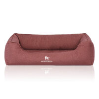 Knuffelwuff Orthopädisches Wasserabweisendes Hundebett Malou aus Velours mit Handwebcharakter XL 105 x 75cm Rot