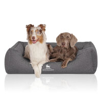 Knuffelwuff Orthopädisches Wasserabweisendes Hundebett Malou aus Velours mit Handwebcharakter XL 105 x 75cm Grau