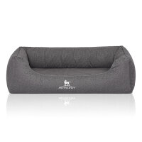 Knuffelwuff Orthopädisches Wasserabweisendes Hundebett Malou aus Velours mit Handwebcharakter XL 105 x 75cm Grau