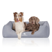 Knuffelwuff Orthopädisches Wasserabweisendes Hundebett Malou aus Velours mit Handwebcharakter XXL 120 x 85cm Hellblau