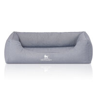 Knuffelwuff Orthopädisches Wasserabweisendes Hundebett Malou aus Velours mit Handwebcharakter XXL 120 x 85cm Hellblau