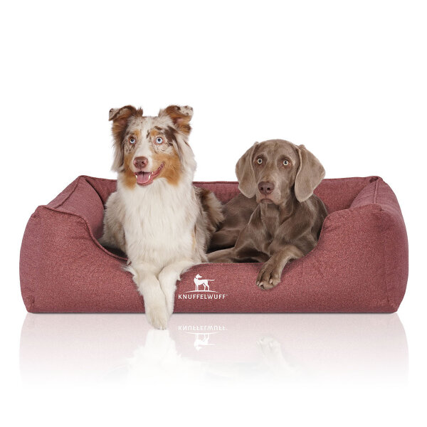 Knuffelwuff Orthopädisches Wasserabweisendes Hundebett Malou aus Velours mit Handwebcharakter XXL 120 x 85cm Rot