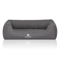 Knuffelwuff Orthopädisches Wasserabweisendes Hundebett Malou aus Velours mit Handwebcharakter XXL 120 x 85cm Grau