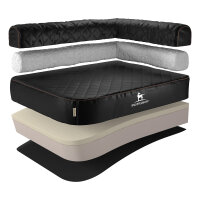 Knuffelwuff Orthopädisches Eck Hundebett Winslow aus laser-gestepptem Kunstleder L 85 x 63cm Lehne Rechts Schwarz
