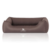 Knuffelwuff Orthopädisches Wasserabweisendes Hundebett Leon aus Velours mit Handwebcharakter XL 105 x 75cm Graubraun