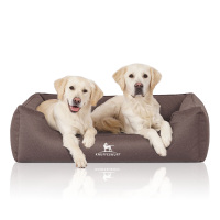 Knuffelwuff Orthopädisches Wasserabweisendes Hundebett Leon aus Velours mit Handwebcharakter XXL 120 x 85cm Graubraun