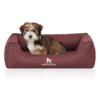 Knuffelwuff Orthopädisches Wasserabweisendes Hundebett Leon aus Velours mit Handwebcharakter M-L 85 x 63cm Rot