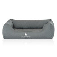Knuffelwuff Orthopädisches Wasserabweisendes Hundebett Leon aus Velours mit Handwebcharakter M-L 85 x 63cm Petrol
