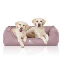 Knuffelwuff Orthopädisches Wasserabweisendes Hundebett Leon aus Velours mit Handwebcharakter XL 105 x 75cm Rosa