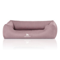 Knuffelwuff Orthopädisches Wasserabweisendes Hundebett Leon aus Velours mit Handwebcharakter XXL 120 x 85cm Rosa