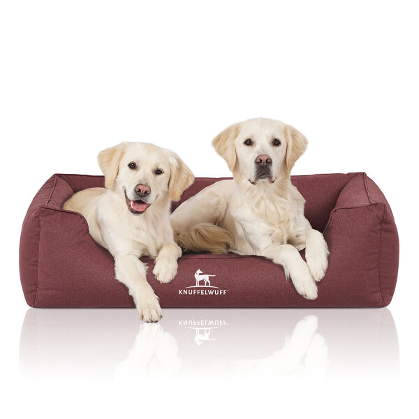 Knuffelwuff Orthopädisches Wasserabweisendes Hundebett Leon aus Velours mit Handwebcharakter XXL 120 x 85cm Rot