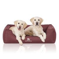 Knuffelwuff Orthopädisches Wasserabweisendes Hundebett Leon aus Velours mit Handwebcharakter XXL 120 x 85cm Rot