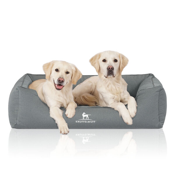 Knuffelwuff Orthopädisches Wasserabweisendes Hundebett Leon aus Velours mit Handwebcharakter XXL 120 x 85cm Petrol