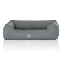 Knuffelwuff Orthopädisches Wasserabweisendes Hundebett Leon aus Velours mit Handwebcharakter XXL 120 x 85cm Petrol