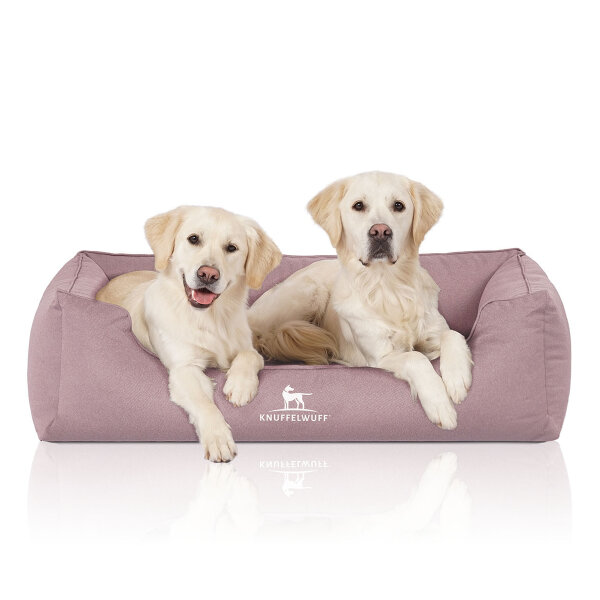 Knuffelwuff Orthopädisches Wasserabweisendes Hundebett Leon aus Velours mit Handwebcharakter Übergröße XXXL 155 x 105cm Rosa