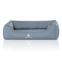 Knuffelwuff Orthopädisches Wasserabweisendes Hundebett Leon aus Velours mit Handwebcharakter Übergröße XXXL 155 x 105cm Hellblau
