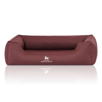 Knuffelwuff Orthopädisches Wasserabweisendes Hundebett Leon aus Velours mit Handwebcharakter Übergröße XXXL 155 x 105cm Rot