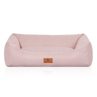 Knuffelwuff Hundebett Emma aus Velours mit feinem Handwebcharakter in Pastellfarben M-L 85 x 63cm Rosa