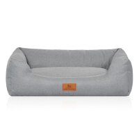 Knuffelwuff Hundebett Emma aus Velours mit feinem Handwebcharakter in Pastellfarben M-L 85 x 63cm Petrol