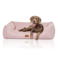 Knuffelwuff Hundebett Emma aus Velours mit feinem Handwebcharakter in Pastellfarben XL 105 x 75cm Rosa