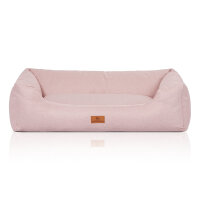 Knuffelwuff Hundebett Emma aus Velours mit feinem Handwebcharakter in Pastellfarben XL 105 x 75cm Rosa