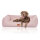 Knuffelwuff Hundebett Emma aus Velours mit feinem Handwebcharakter in Pastellfarben XL 105 x 75cm Rosa