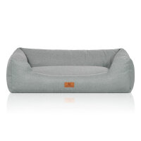 Knuffelwuff Hundebett Emma aus Velours mit feinem Handwebcharakter in Pastellfarben XXL 120 x 85cm Petrol