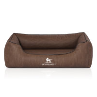 Knuffelwuff Orthopädisches Hundebett Rockland aus Kunstleder M-L 85 x 63cm Braun