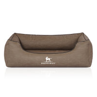 Knuffelwuff Orthopädisches Hundebett Rockland aus Kunstleder M-L 85 x 63cm Stone