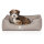 Knuffelwuff Orthopädisches Hundebett Rockland aus Kunstleder M-L 85 x 63cm Hellgrau
