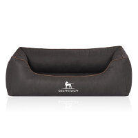 Knuffelwuff Orthopädisches Hundebett Rockland aus Kunstleder M-L 85 x 63cm Schwarz