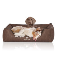 Knuffelwuff Orthopädisches Hundebett Rockland aus Kunstleder XL 105 x 75cm Braun