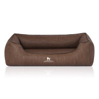 Knuffelwuff Orthopädisches Hundebett Rockland aus Kunstleder XL 105 x 75cm Braun