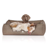 Knuffelwuff Orthopädisches Hundebett Rockland aus Kunstleder XL 105 x 75cm Stone