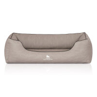 Knuffelwuff Orthopädisches Hundebett Rockland aus Kunstleder XL 105 x 75cm Hellgrau