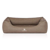 Knuffelwuff Orthopädisches Hundebett Rockland aus Kunstleder XXL 120 x 85cm Stone