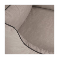 Knuffelwuff Orthopädisches Hundebett Rockland aus Kunstleder XXL 120 x 85cm Hellgrau