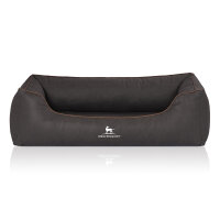 Knuffelwuff Orthopädisches Hundebett Rockland aus Kunstleder XXL 120 x 85cm Schwarz